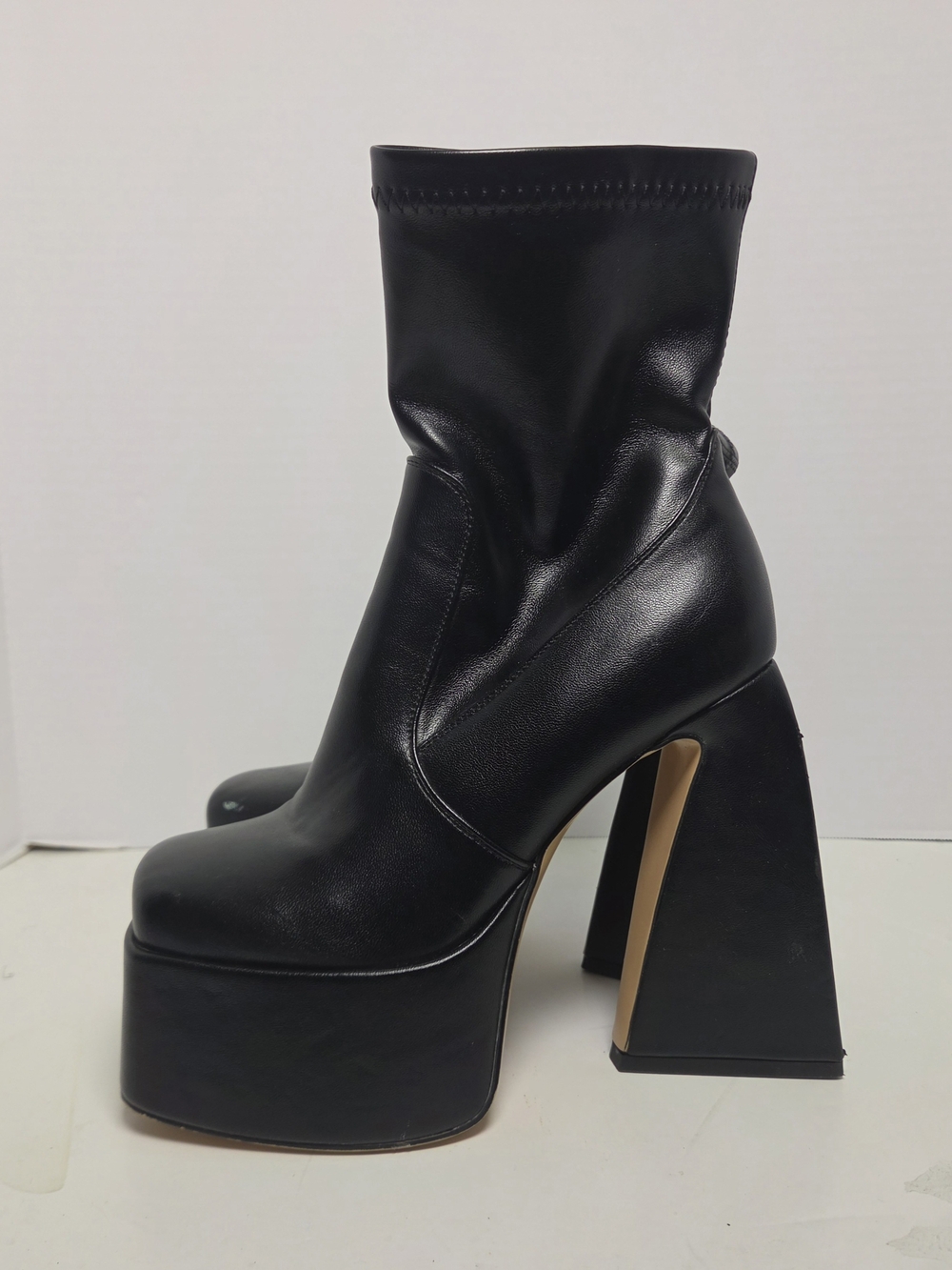Mattsunion Black Platform Ankle Boots | Square Toe Chunky Heel